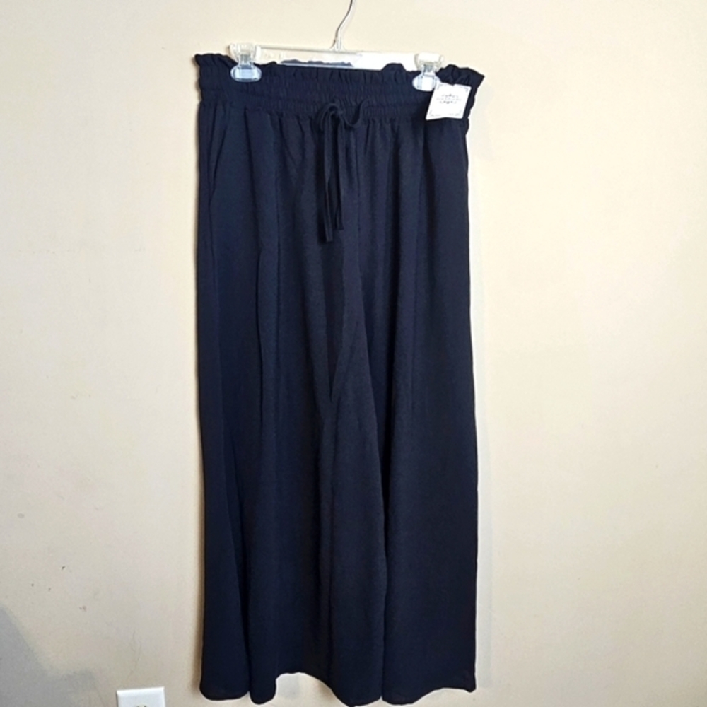 La Mode NWT Black Pocket Palazzo Pants XXL Wide Bell Leg Beach Flowy Whismy Goth